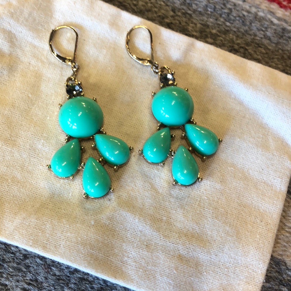 NWOT Banana Republic Turquoise Statement Drop Earrings Gold Tone Boho Coastal